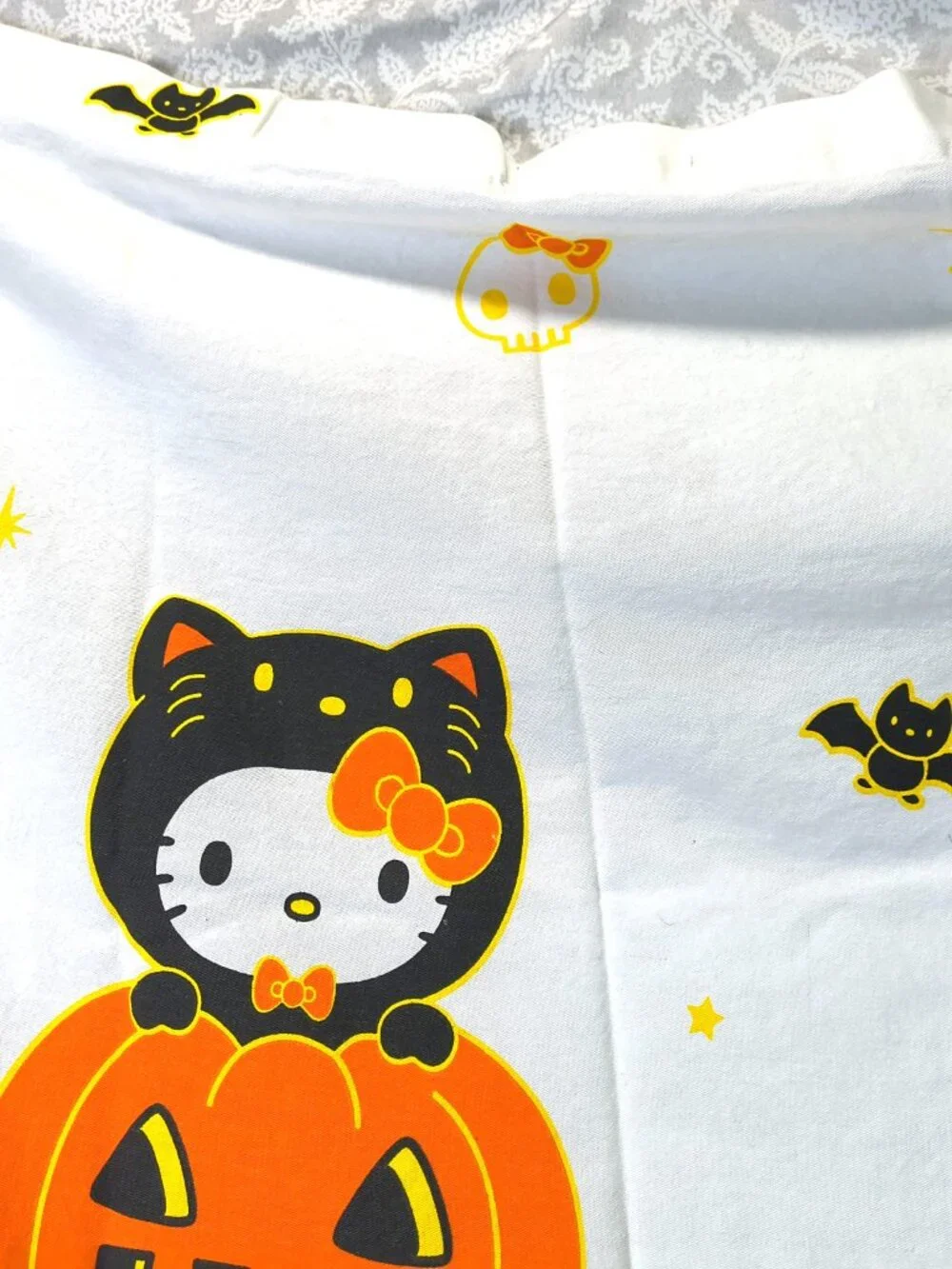 Hello Kitty Halloween Shower Curtain- Jack-o-lantern - black cat - moon - ghost